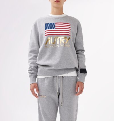 Sudaderas Autry Crew Neck Flag Mujer Gris | 7BU6L99