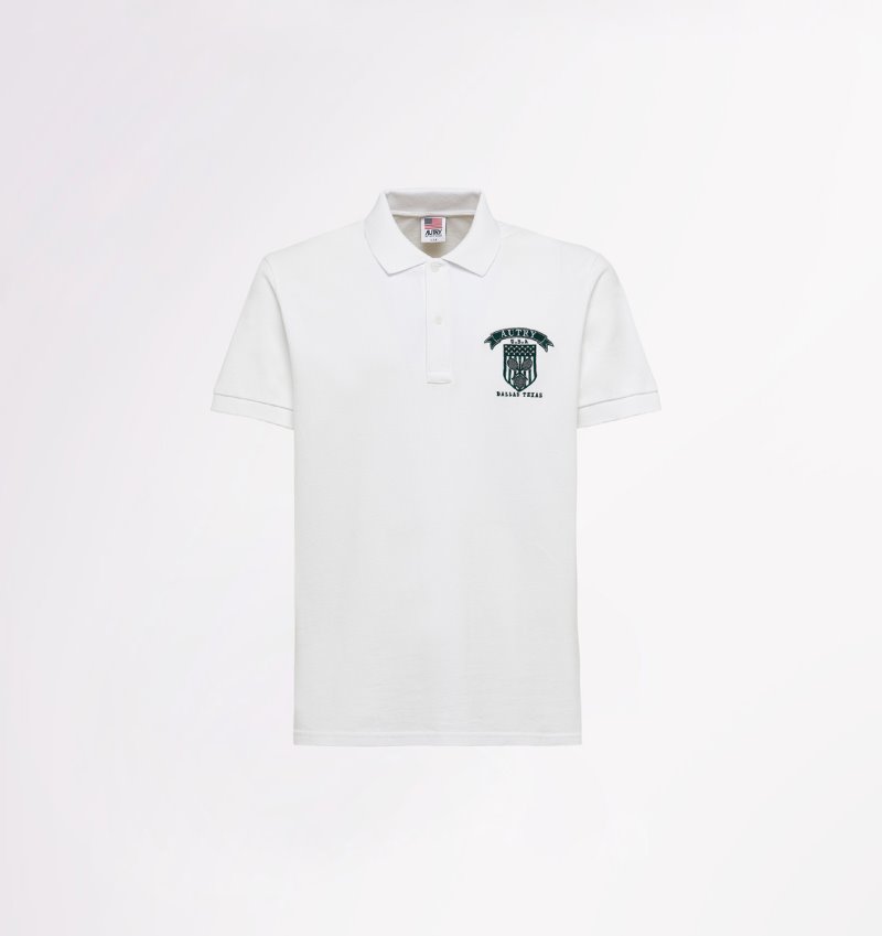 Camisa Polo Autry Tenis Club Badge Hombre Blancas | KQS42NG