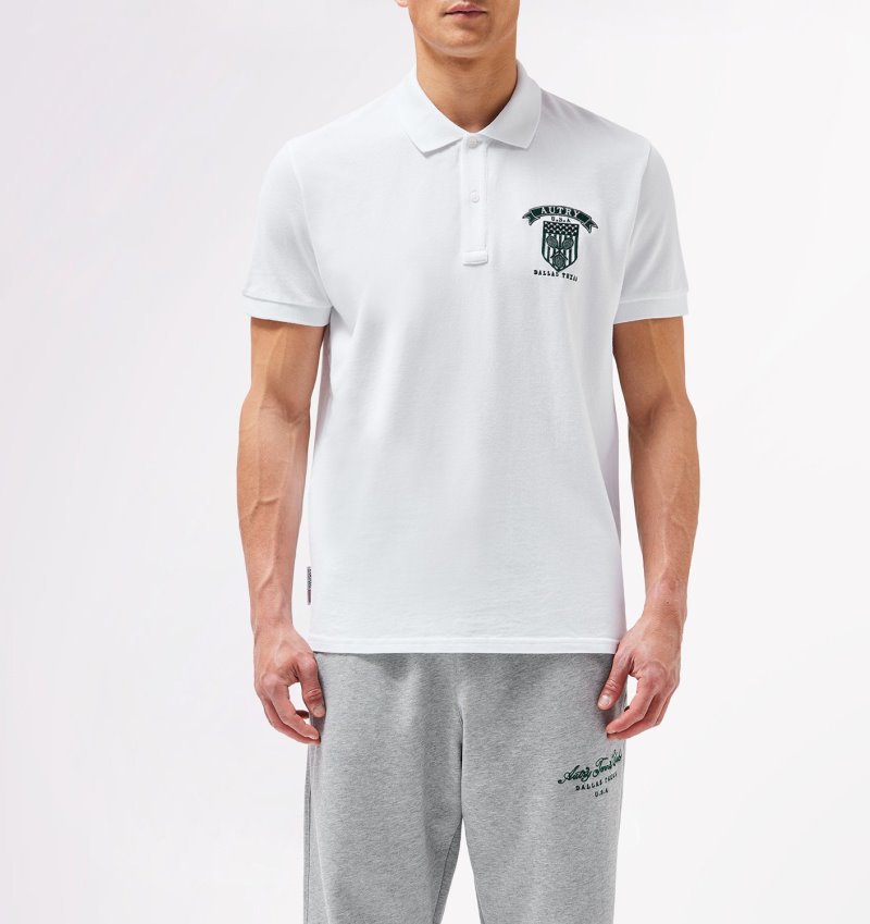 Camisa Polo Autry Tenis Club Badge Hombre Blancas | KQS42NG