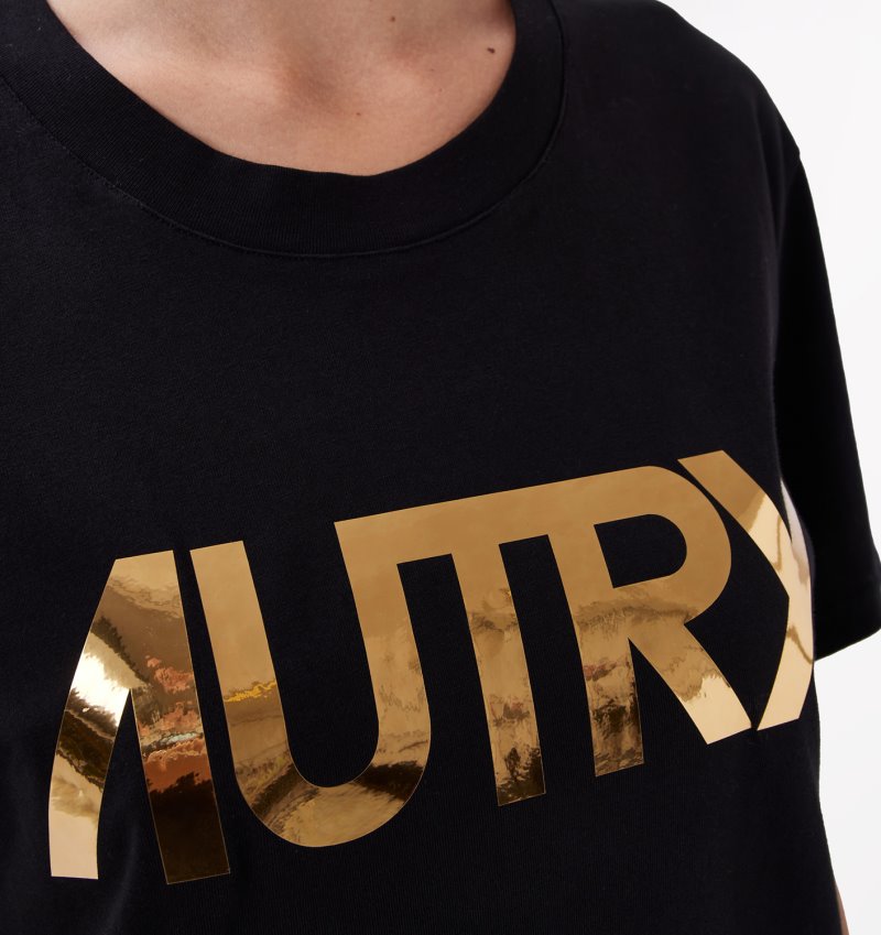 Camiseta Autry Crew Neck Mujer Negras | PFLQBNA