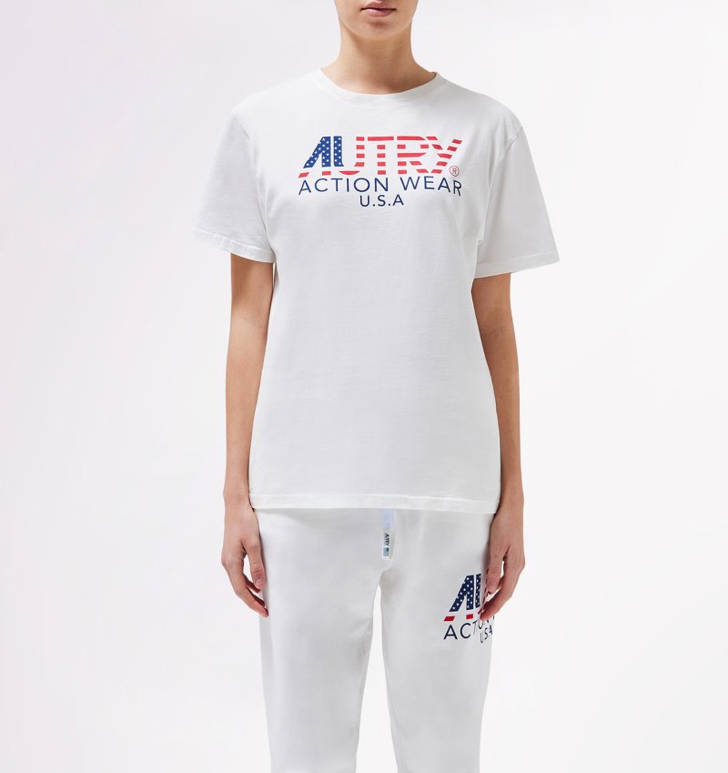 Camiseta Autry Iconic Action Mujer Blancas | BX9NH3Q