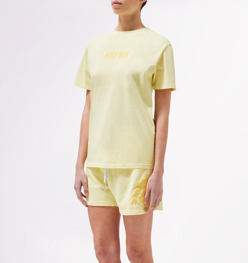 Camiseta Autry Matchpoint Mujer Amarillo | BDX8QLQ