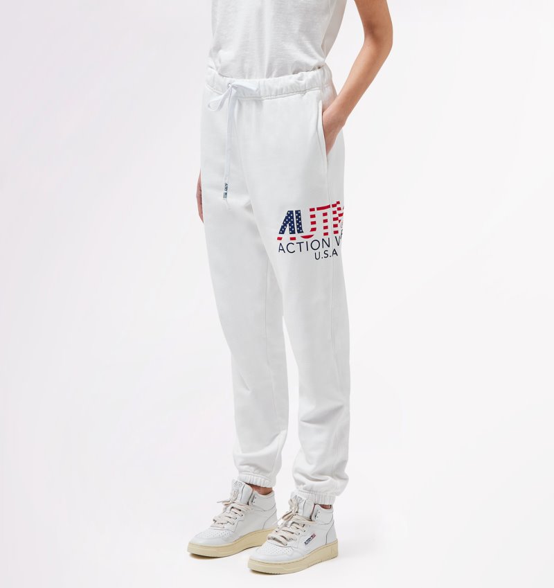 Pantalones Autry Iconic Logo Mujer Blancas | DTM2RTK